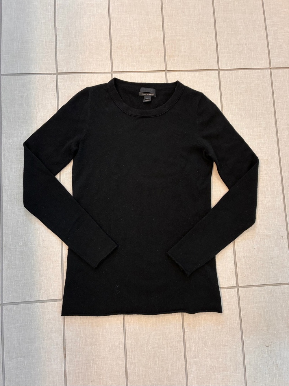 J. Crew Black Italian Cashmere Crewneck Long Sleeve Sweater S